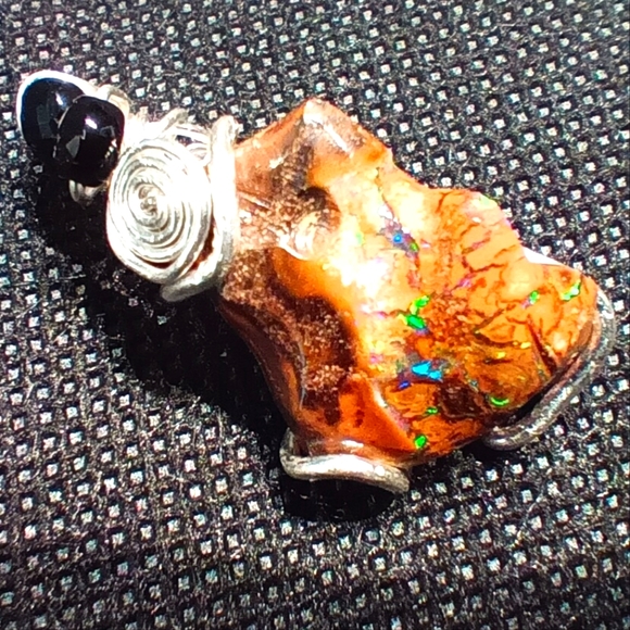 Australian Boulder Opal Pendant Sterling Silver - Picture 7 of 16